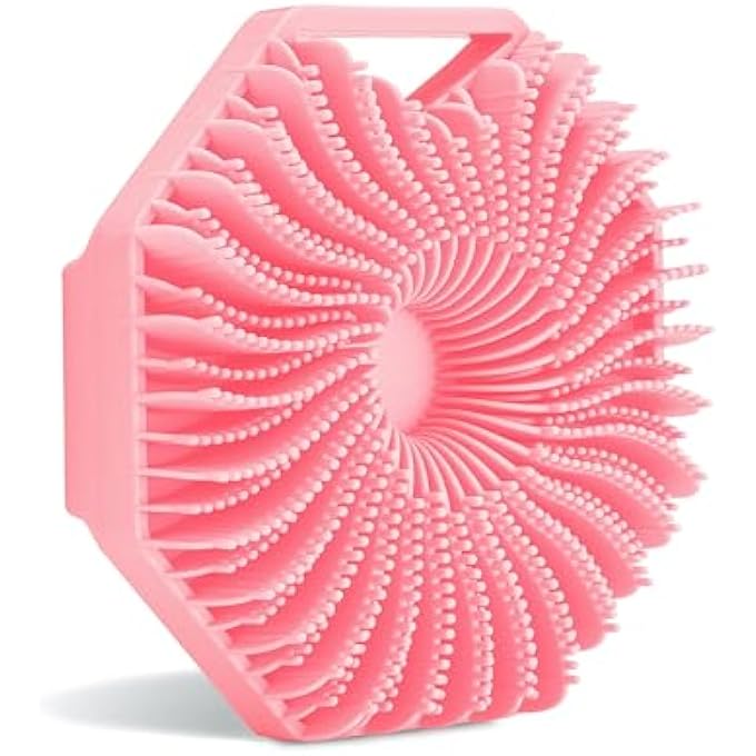 Khazna Silicone Body Scrubber for Sensitive Skin, Eco-Friendly, Lathers Well, and Charcoal-Infused for a Deep Clean,Get Softer, Healthier Skin (Pink) - Image 1